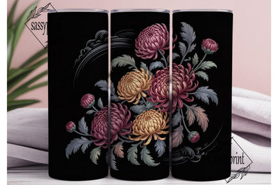 Chrysanthemum Floral 20oz Tumbler Wrap Sublimation sassyprint 