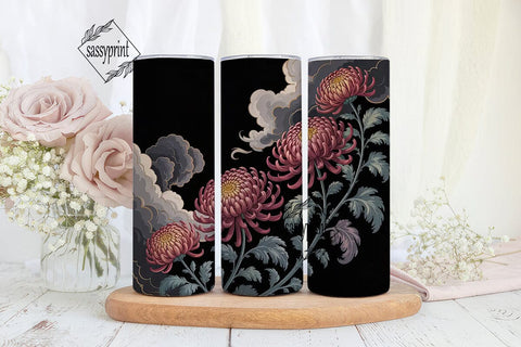 Chrysanthemum Floral 20oz Tumbler Wrap Sublimation sassyprint 