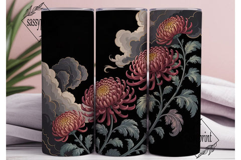 Chrysanthemum Floral 20oz Tumbler Wrap Sublimation sassyprint 