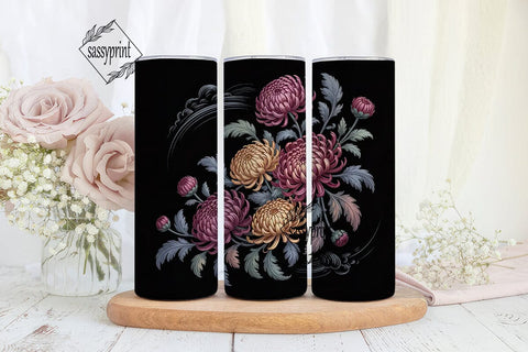 Chrysanthemum Floral 20oz Tumbler Wrap Sublimation sassyprint 