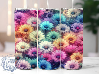 Chrysanthemum Spring Floral Tumbler Wrap, Chrysanthemum Wrap Design, Colorful Flower Cup, 20oz Skinny Tumbler, Garden Theme Tumbler, Full Color Sublimation, Floral Gift Idea Sublimation ToriDesigns 