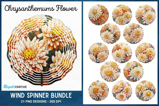 Chrysanthemums Wind Spinner Sublimation Designs Bundle Sublimation Regulrcrative 