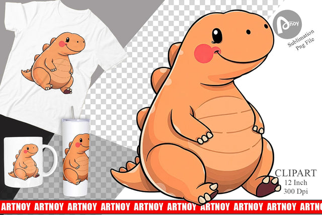 Chubby Dinosaur Clipart Sublimation artnoy 