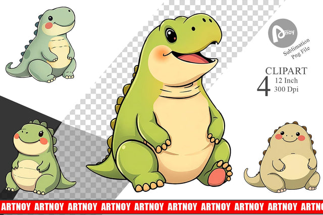 Chubby Dinosaur Clipart Sublimation artnoy 
