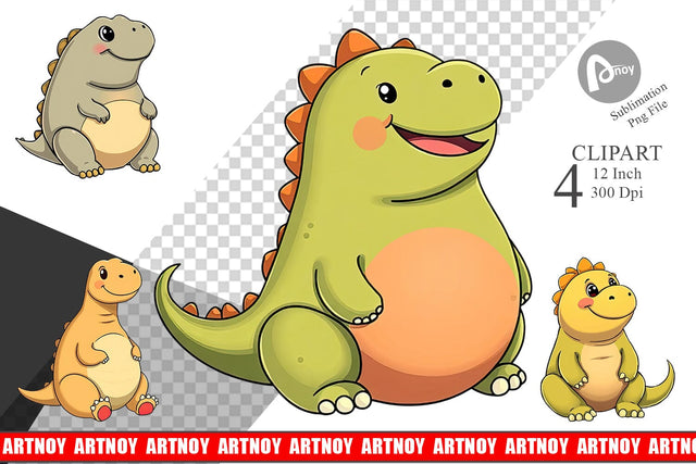 Chubby Dinosaur Clipart Sublimation artnoy 