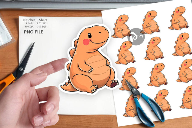 Chubby Dinosaur Sticker Sublimation artnoy 