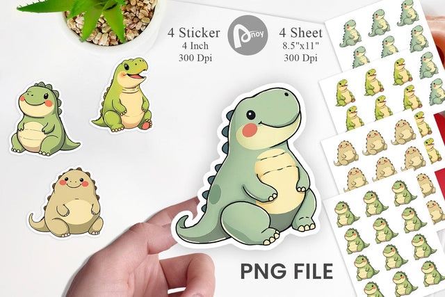 Chubby Dinosaur Sticker Sublimation artnoy 