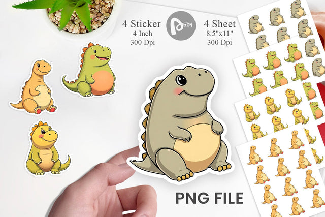 Chubby Dinosaur Sticker Sublimation artnoy 