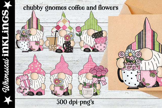 Chubby Gnomes Coffee & Flowers Sublimation Set Sublimation Whimsical Inklings 