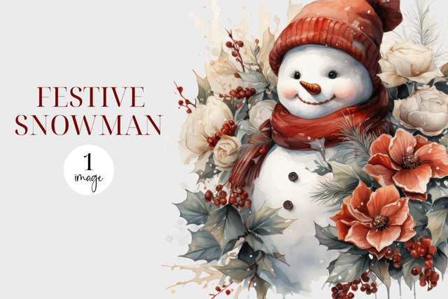 Chubby Snowman PNG For Sublimation, Watercolor Snowman PNG Sublimation BijouBay 