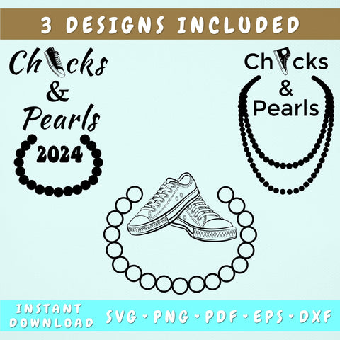 Chucks And Pearls SVG Bundle, 3 Designs, Chucks And Pearls 2024 PNG SVG HappyDesignStudio 