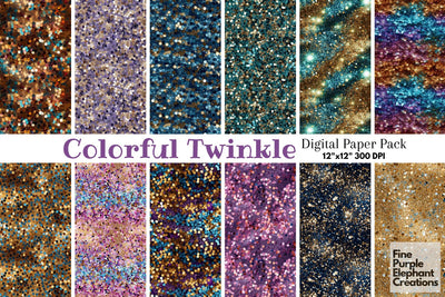 Chunky Colorful Ombre Glitter Paper Digital Pattern Fine Purple Elephant Creations 