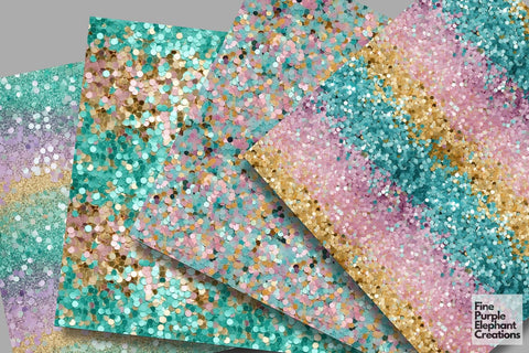 Chunky Easter Glitter Digital Paper | Pastel Spring Digital Pattern Fine Purple Elephant Creations 