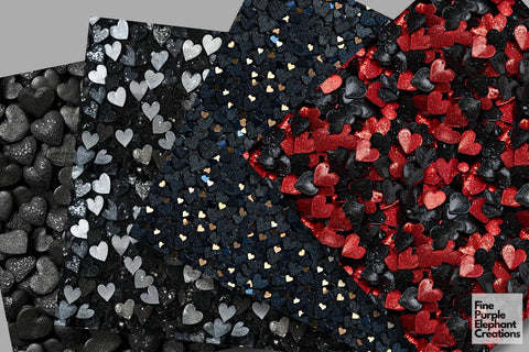 Chunky Goth Red Black Heart Glitter | Valentines Day Digital Paper Digital Pattern Fine Purple Elephant Creations 