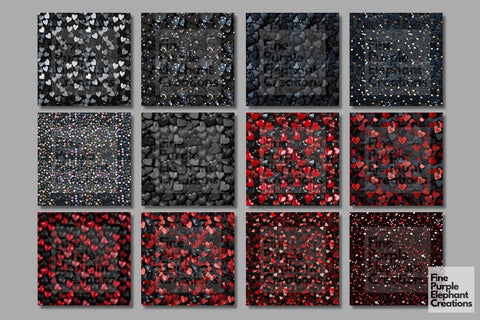Chunky Goth Red Black Heart Glitter | Valentines Day Digital Paper Digital Pattern Fine Purple Elephant Creations 