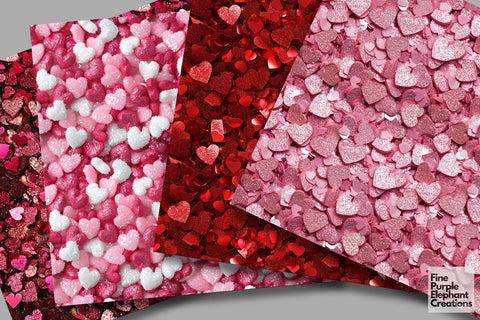 Chunky Heart Glitter Digital Paper Digital Pattern Fine Purple Elephant Creations 