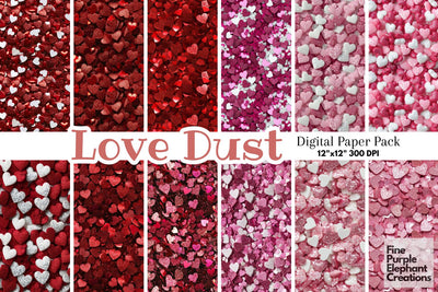 Chunky Heart Glitter Digital Paper Digital Pattern Fine Purple Elephant Creations 