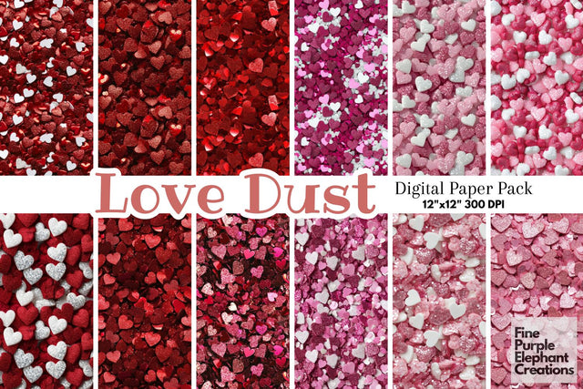 Chunky Heart Glitter Digital Paper Digital Pattern Fine Purple Elephant Creations 
