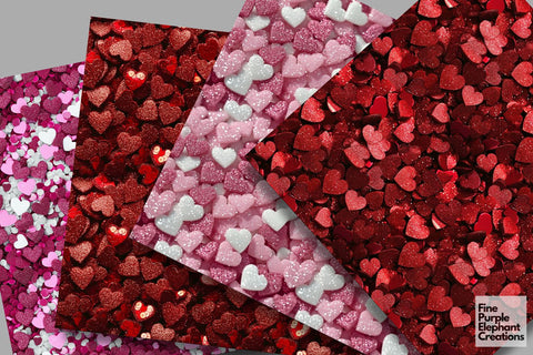 Chunky Heart Glitter Digital Paper Digital Pattern Fine Purple Elephant Creations 