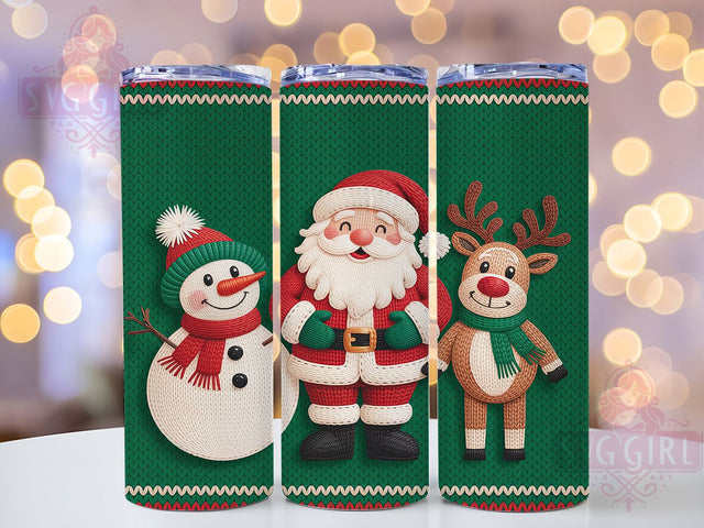 Chunky Knit Christmas Winter Tumbler, Santa Reindeer Snowman Sublimation Design, Festive Holiday Cup Art, 20oz Xmas Tumbler, Whimsical Knit Mug, Stylish Christmas Cup, Cozy Winter Wrap Sublimation SvggirlplusArt 