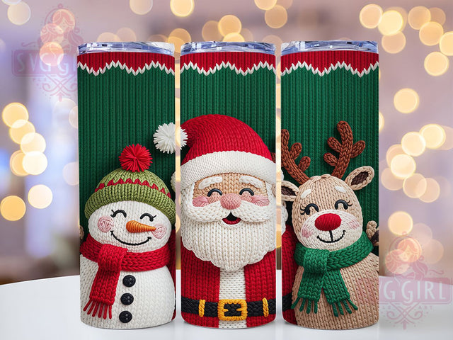 Chunky Knit Christmas Winter Tumbler, Santa Reindeer Snowman Sublimation Design, Festive Holiday Cup Art, 20oz Xmas Tumbler, Whimsical Knit Mug, Stylish Christmas Cup, Cozy Winter Wrap Sublimation SvggirlplusArt 