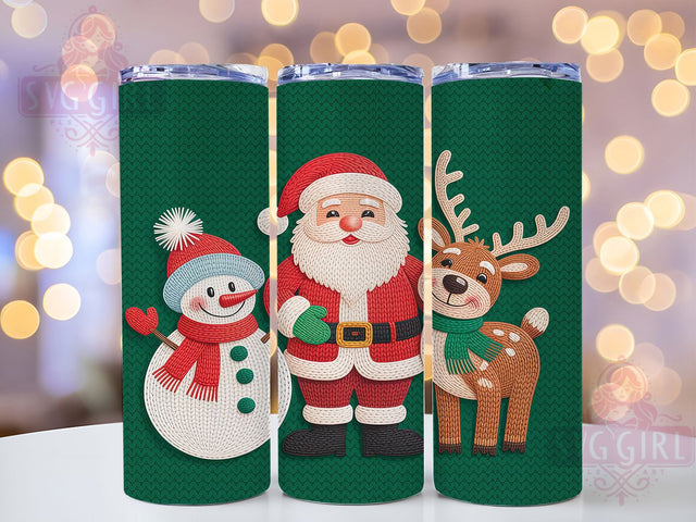 Chunky Knit Christmas Winter Tumbler, Santa Reindeer Snowman Sublimation Design, Festive Holiday Cup Art, 20oz Xmas Tumbler, Whimsical Knit Mug, Stylish Christmas Cup, Cozy Winter Wrap Sublimation SvggirlplusArt 