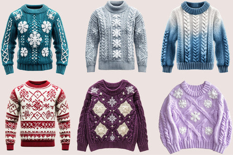 Chunky Knit Sweater Snowflake Clipart Sublimation SVGArt 