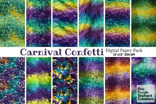 Chunky Mardi Gras Glitter Digital Paper | Glam Sparkle Fine Sequin Digital Pattern Fine Purple Elephant Creations 