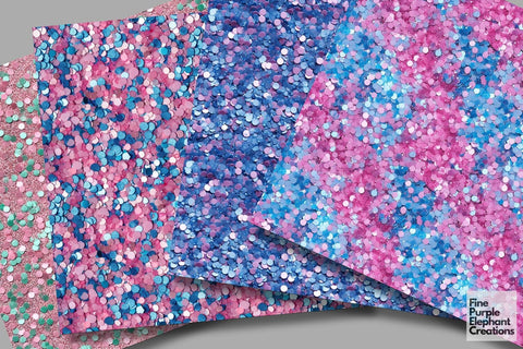 Chunky Mermaid Glitter Digital Paper | Bright Unicorn Digital Pattern Fine Purple Elephant Creations 