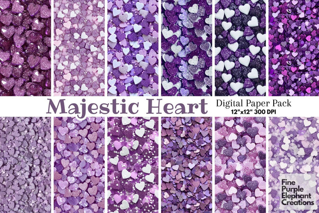 Chunky Purple Heart Glitter | Valentines Day Digital Paper Digital Pattern Fine Purple Elephant Creations 