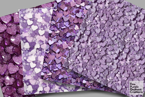 Chunky Purple Heart Glitter | Valentines Day Digital Paper Digital Pattern Fine Purple Elephant Creations 