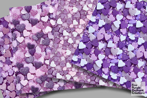 Chunky Purple Heart Glitter | Valentines Day Digital Paper Digital Pattern Fine Purple Elephant Creations 
