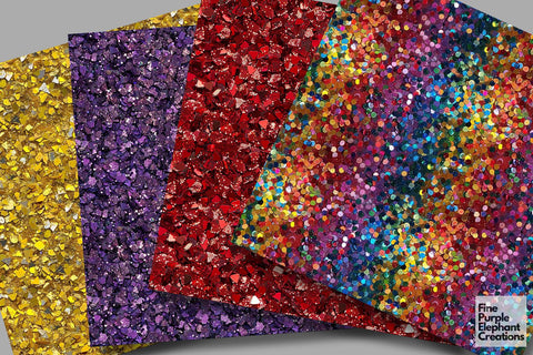 Chunky Rainbow Pride Glitter Digital Paper Digital Pattern Fine Purple Elephant Creations 