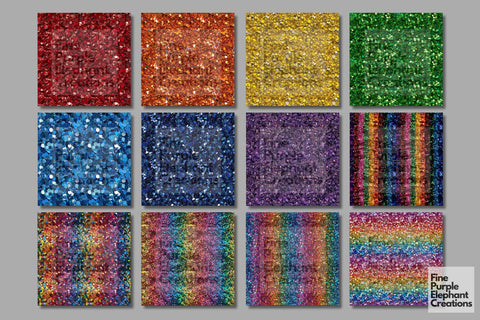 Chunky Rainbow Pride Glitter Digital Paper Digital Pattern Fine Purple Elephant Creations 