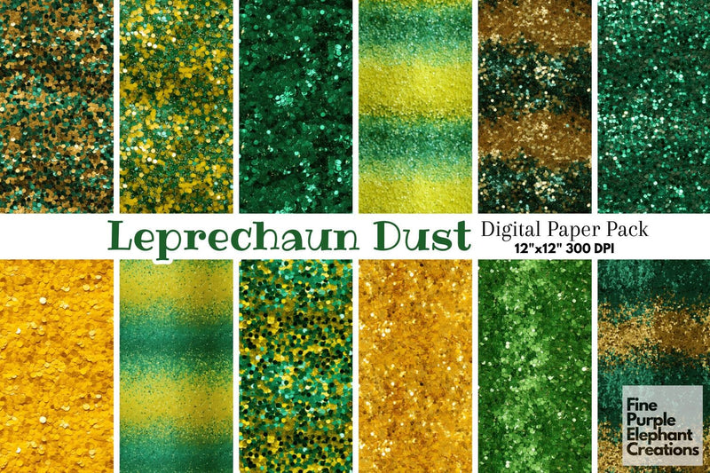 Chunky St. Patrick's Day Glitter Digital Paper | Glam Sparkle Fine Sequin Digital Pattern Fine Purple Elephant Creations 