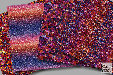 Chunky Summer Sunset Glitter Digital Paper Digital Pattern Fine Purple Elephant Creations 