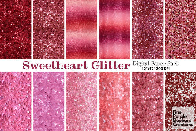 Chunky Valentines Glitter Digital Paper Digital Pattern Fine Purple Elephant Creations 