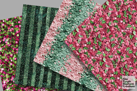 Chunky Watermelon Glitter Digital Paper Digital Pattern Fine Purple Elephant Creations 