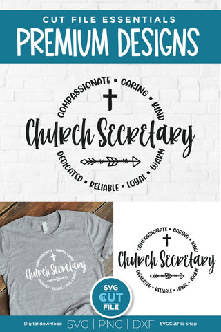 Church Secretary svg round circle for men or women SVG SVG Cut File 