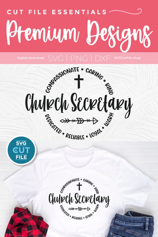 Church Secretary svg round circle for men or women SVG SVG Cut File 