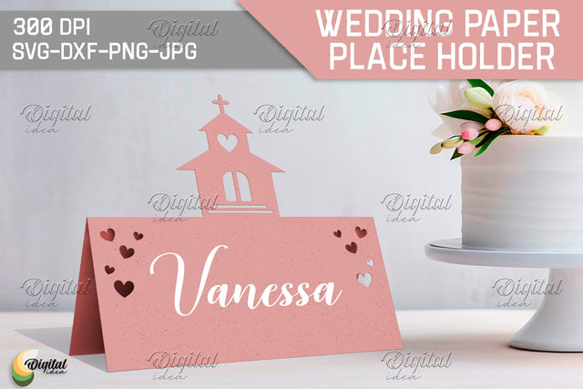 Church SVG. Wedding Paper Place Holder. Name Card 3D Paper Evgenyia Guschina 