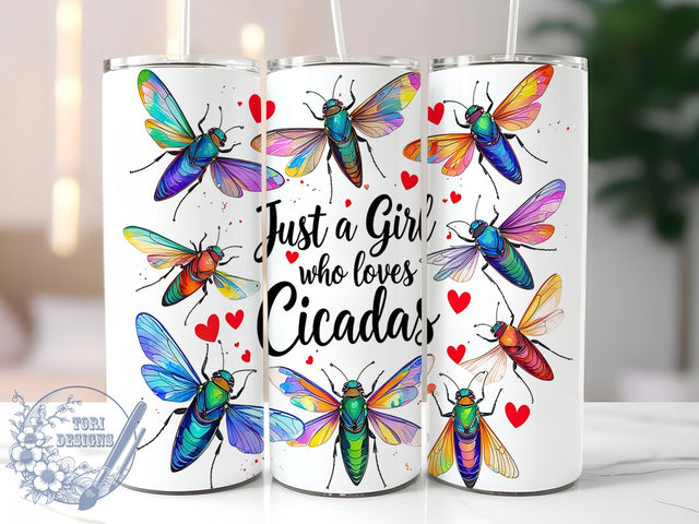 Cicada Lover Insect Aesthetic Tumbler, Just A Girl Tumbler Wrap, 20oz Tumbler Sublimation, Bug Enthusiast Design, Nature Insect Art, Cicada Aesthetic Gift, Entomology Tumbler Sublimation ToriDesigns 