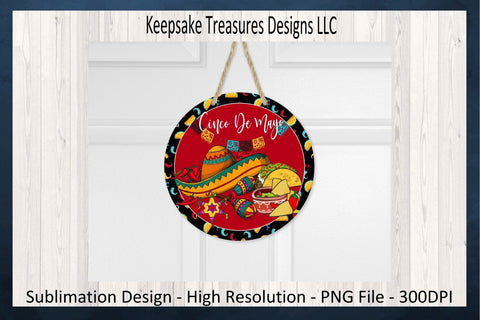 Cinco De Mayo, Cinco De Mayo Wreath Attachment, Cinco De Mayo Sublimation PNG Design, Digital Download, Fiesta Sombrero, Mexican Clip Art Sublimation Keepsake Treasures Designs LLC. 