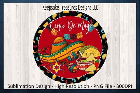 Cinco De Mayo, Cinco De Mayo Wreath Attachment, Cinco De Mayo Sublimation PNG Design, Digital Download, Fiesta Sombrero, Mexican Clip Art Sublimation Keepsake Treasures Designs LLC. 