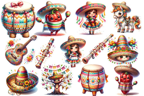 Cinco De Mayo Clipart ,Illustrator Clipart,Quotes and Sayings,Food & Drink,On Sale, Print & Cut Sublimation Newmockups 