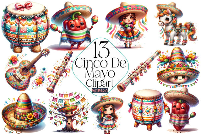 Cinco De Mayo Clipart ,Illustrator Clipart,Quotes and Sayings,Food & Drink,On Sale, Print & Cut Sublimation Newmockups 