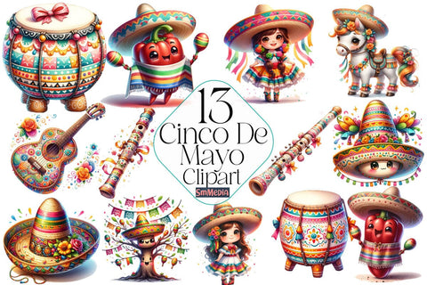 Cinco De Mayo Clipart ,Illustrator Clipart,Quotes and Sayings,Food & Drink,On Sale, Print & Cut Sublimation Newmockups 