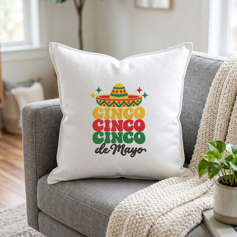 Cinco de Mayo Embroidery Design – Cinco Cinco Cinco Mexican Sombrero Fiesta Machine Embroidery File Embroidery/Applique DESIGNS PatternFeed8 