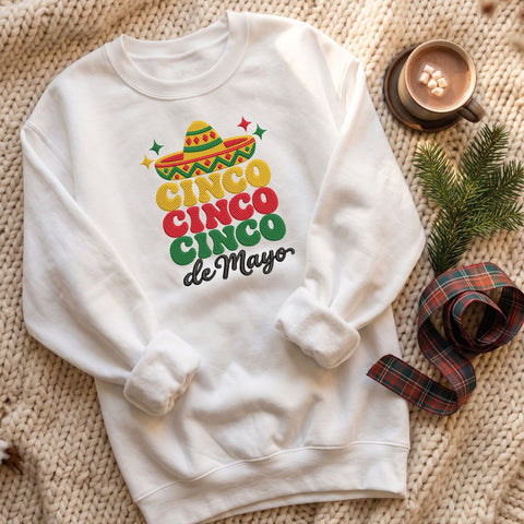 Cinco de Mayo Embroidery Design – Cinco Cinco Cinco Mexican Sombrero Fiesta Machine Embroidery File Embroidery/Applique DESIGNS PatternFeed8 