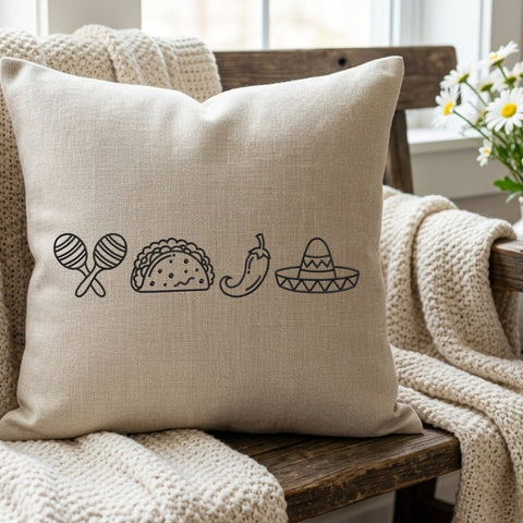 Cinco de Mayo Embroidery Design – Taco Maracas Chili Pepper Sombrero Mexican Fiesta Machine Embroidery File Embroidery/Applique DESIGNS PatternFeed8 